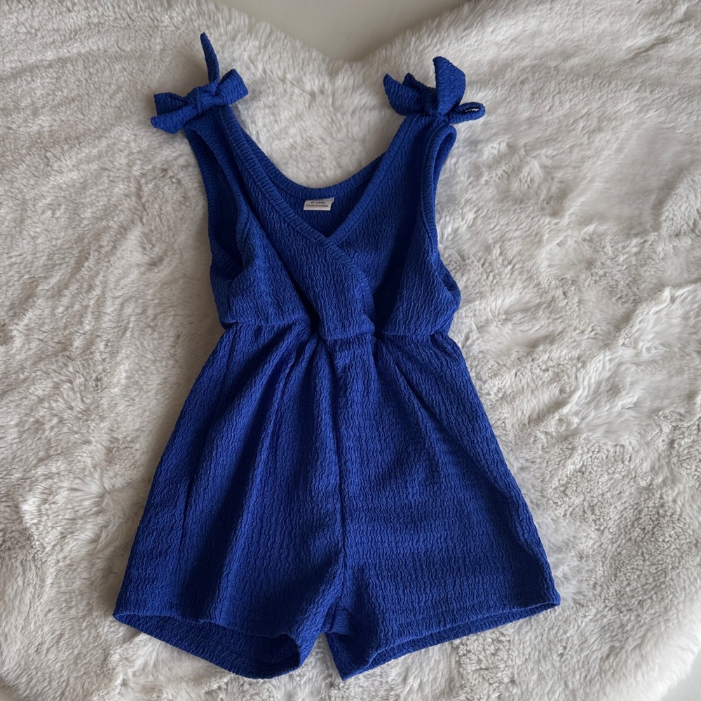Girls' Royal Blue Tie-Shoulder Romper